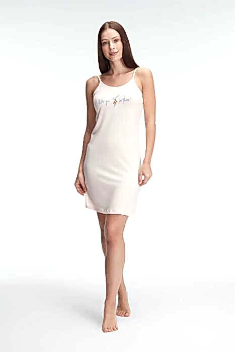 Anıl 5835 Günlük Ev Giyimi İp Askılı Bisiklet Yaka Kadın Viskon Düz Yazlık Örme Mini Gecelik - Anıl